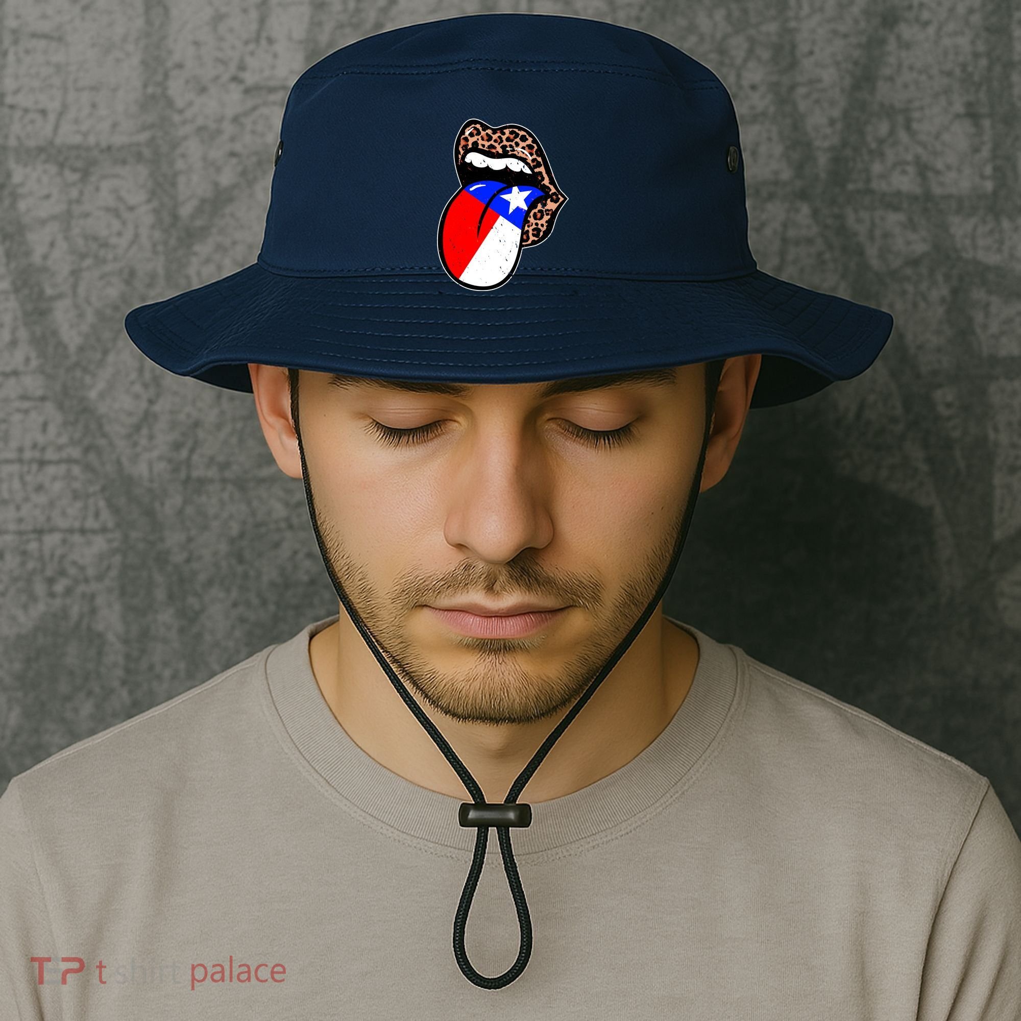 Leopard Print Lips with American Flag Bucket Hat