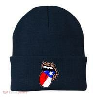 Leopard Print Lips with American Flag Beanie thumb 0