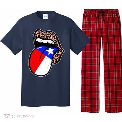 Leopard Print Lips with American Flag Pajama Set