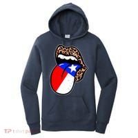 Leopard Print Lips with American Flag Women's Hoodie thumb 0