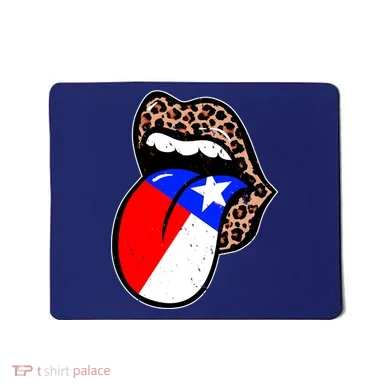 Leopard Print Lips with American Flag Mousepad