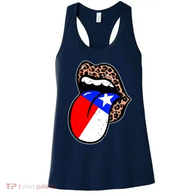 Leopard Print Lips with American Flag Women's Tank Top