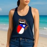Leopard Print Lips with American Flag Women's Tank Top thumb 2