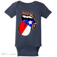 Leopard Print Lips with American Flag Baby Bodysuit thumb 0