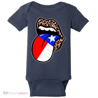 Leopard Print Lips with American Flag Baby Bodysuit