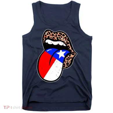 Leopard Print Lips with American Flag Tank Top