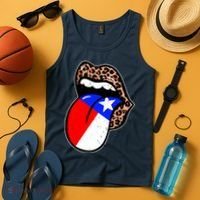 Leopard Print Lips with American Flag Tank Top thumb 4