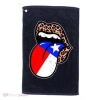 Leopard Print Lips with American Flag Golf Towel thumb 0