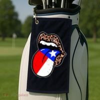 Leopard Print Lips with American Flag Golf Towel thumb 2