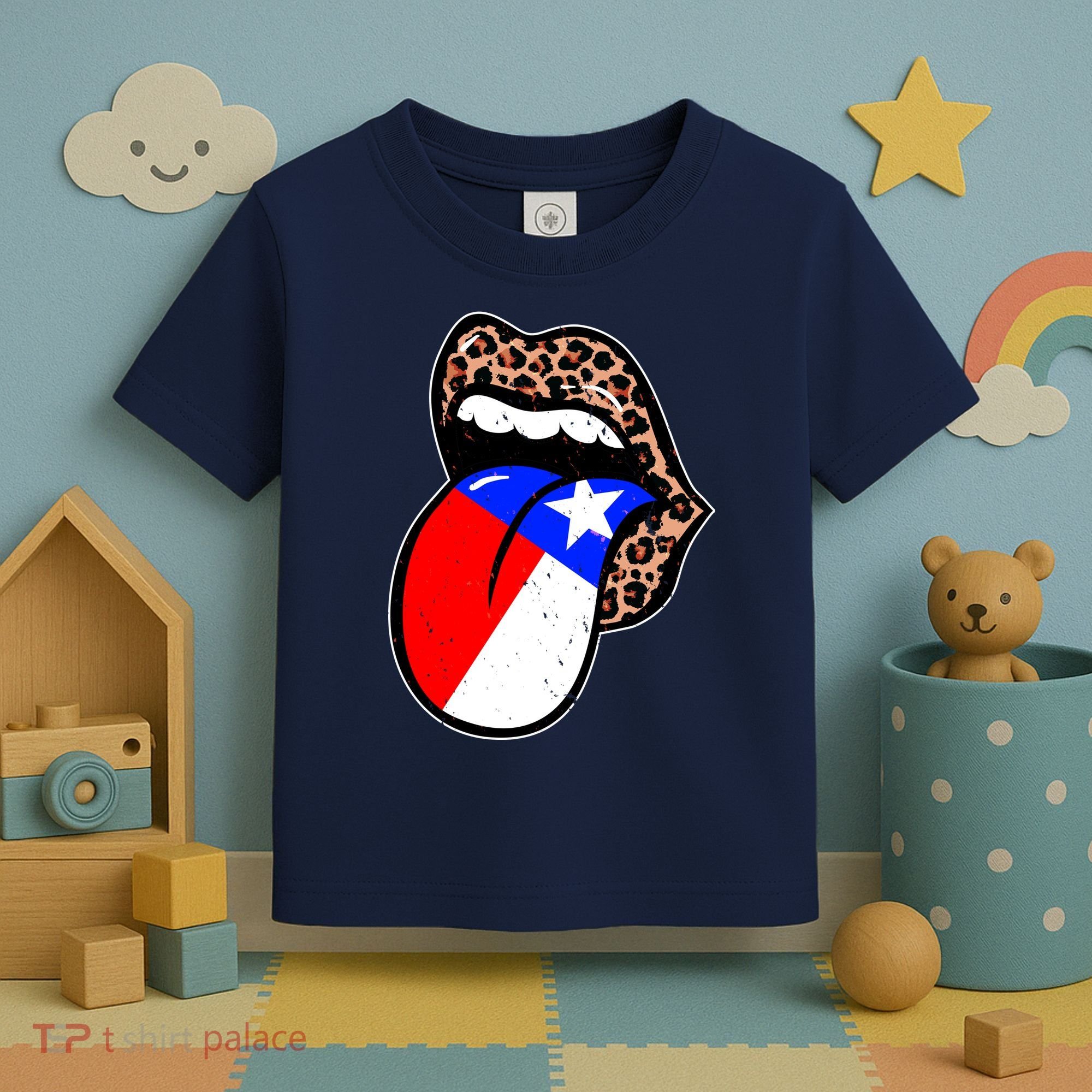 Leopard Print Lips with American Flag Toddler T-Shirt