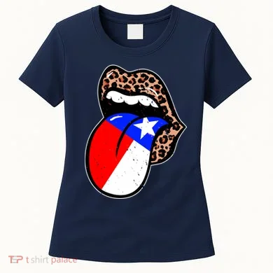 Leopard Print Lips with American Flag Women's T-Shirt