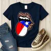 Leopard Print Lips with American Flag Women's T-Shirt thumb 3