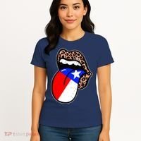 Leopard Print Lips with American Flag Women's T-Shirt thumb 4