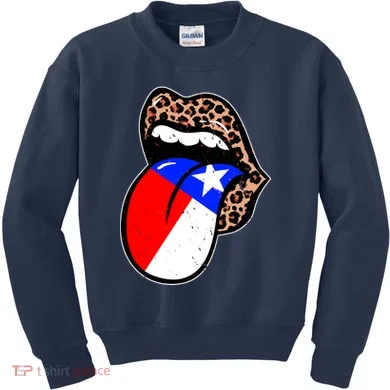 Leopard Print Lips with American Flag Kids Sweatshirt