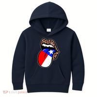 Leopard Print Lips with American Flag Kids Hoodie thumb 0
