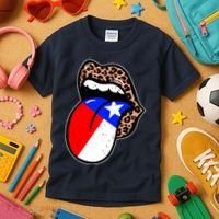 Leopard Print Lips with American Flag Kids T-Shirt thumb 3