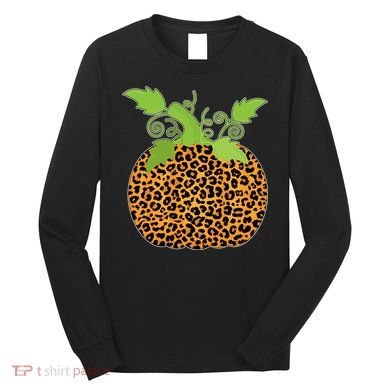 Leopard Print Pumpkin Long Sleeve Shirt