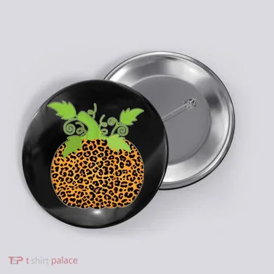 Leopard Print Pumpkin Button