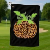 Leopard Print Pumpkin Golf Towel thumb 1