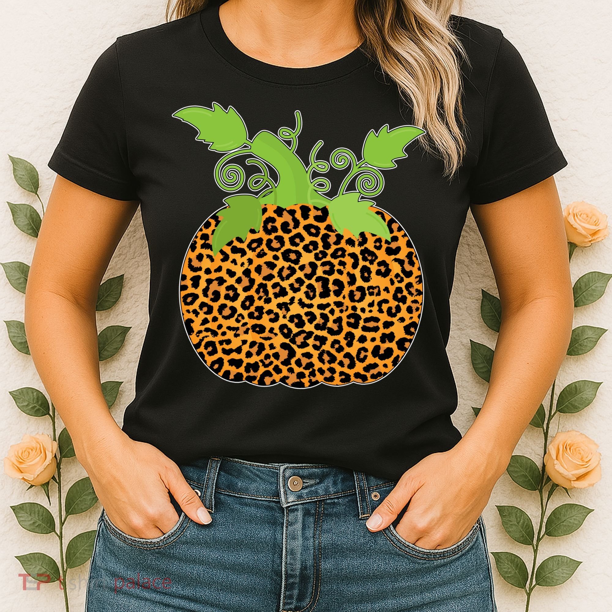 Leopard Print Pumpkin Women's T-Shirt