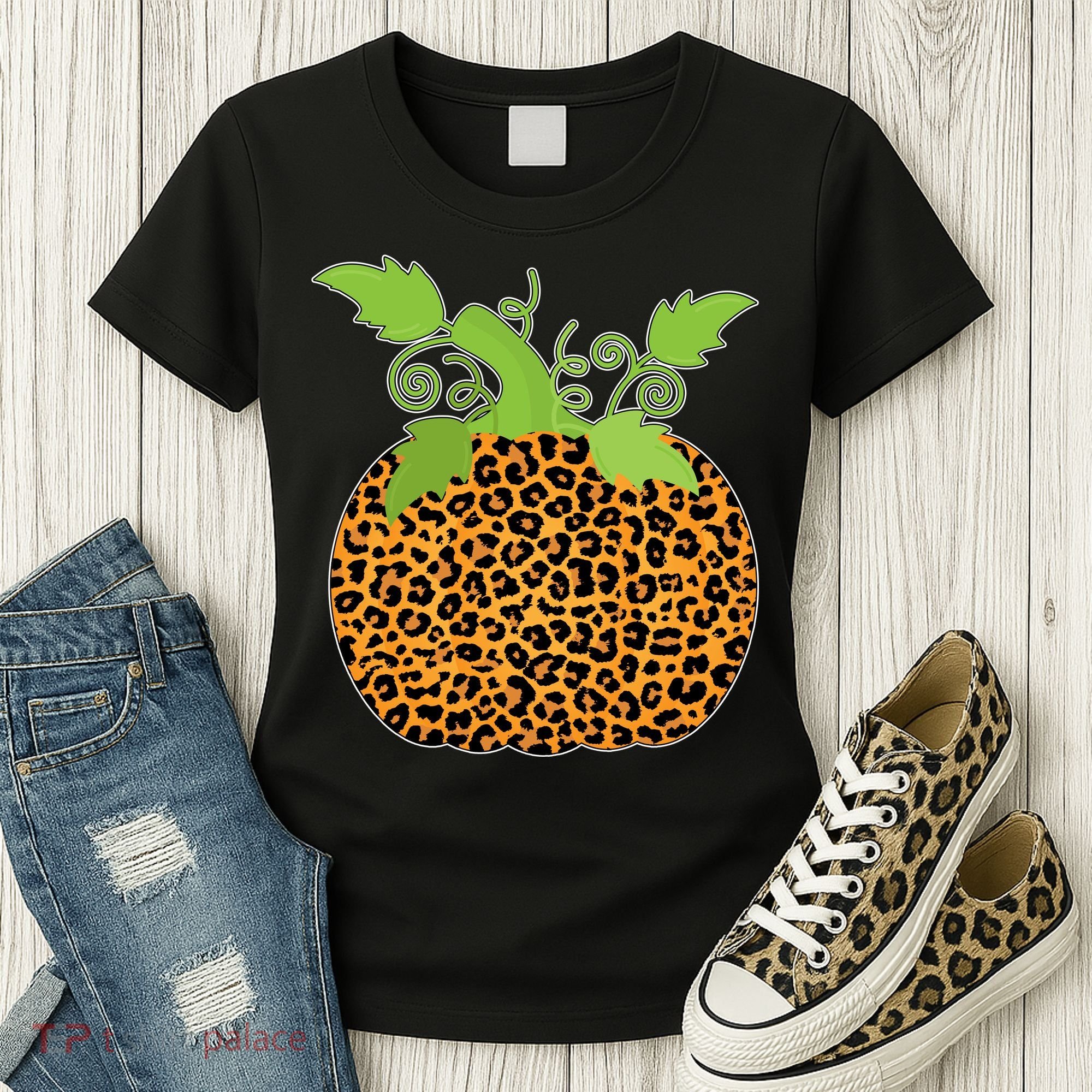 Leopard Print Pumpkin Women's T-Shirt