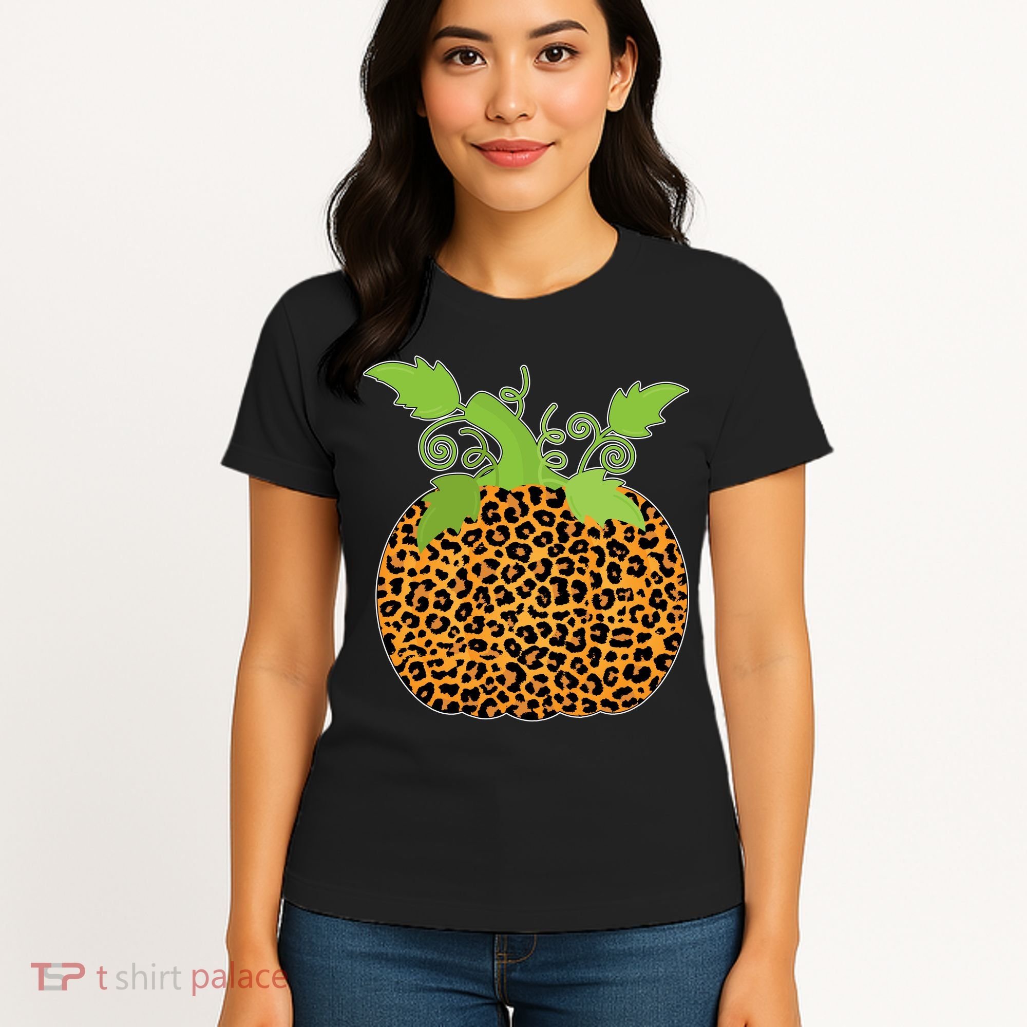 Leopard Print Pumpkin Women's T-Shirt