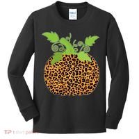 Leopard Print Pumpkin Kids Long Sleeve Shirt thumb 0