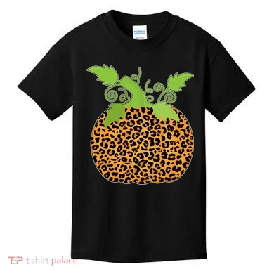 Leopard Print Pumpkin Kids T-Shirt