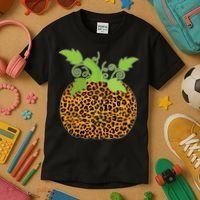Leopard Print Pumpkin Kids T-Shirt thumb 3