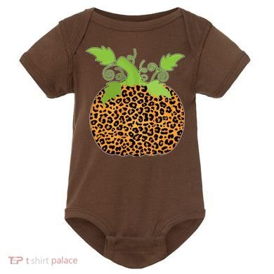 Leopard Print Pumpkin Baby Bodysuit
