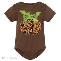 Leopard Print Pumpkin Baby Bodysuit thumb 0