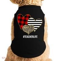 Leopard Red Plaid Striped Hearts Teacher Life Valentines Day Doggie Tank thumb 0