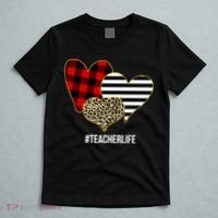 Leopard Red Plaid Striped Hearts Teacher Life Valentines Day T-Shirt thumb 5