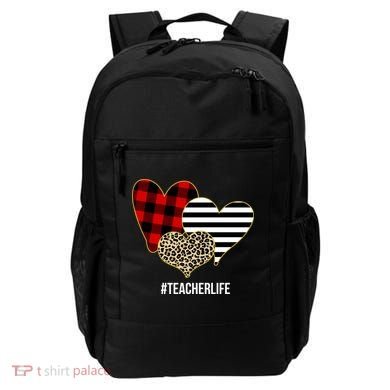 Leopard Red Plaid Striped Hearts Teacher Life Valentines Day Backpack