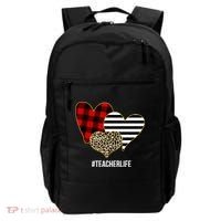 Leopard Red Plaid Striped Hearts Teacher Life Valentines Day Backpack thumb 0