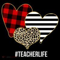 Leopard Red Plaid Striped Hearts Teacher Life Valentines Day Women's Hoodie thumb 2