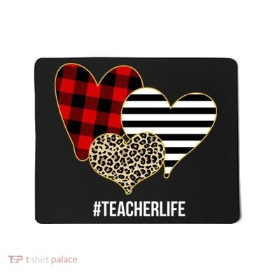 Leopard Red Plaid Striped Hearts Teacher Life Valentines Day Mousepad