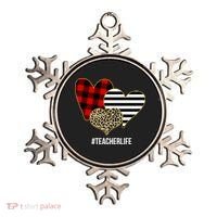 Leopard Red Plaid Striped Hearts Teacher Life Valentines Day Ornament thumb 0