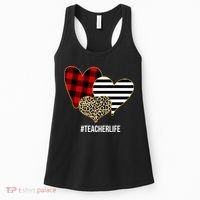 Leopard Red Plaid Striped Hearts Teacher Life Valentines Day Women's Tank Top thumb 0