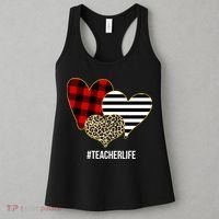 Leopard Red Plaid Striped Hearts Teacher Life Valentines Day Women's Tank Top thumb 3