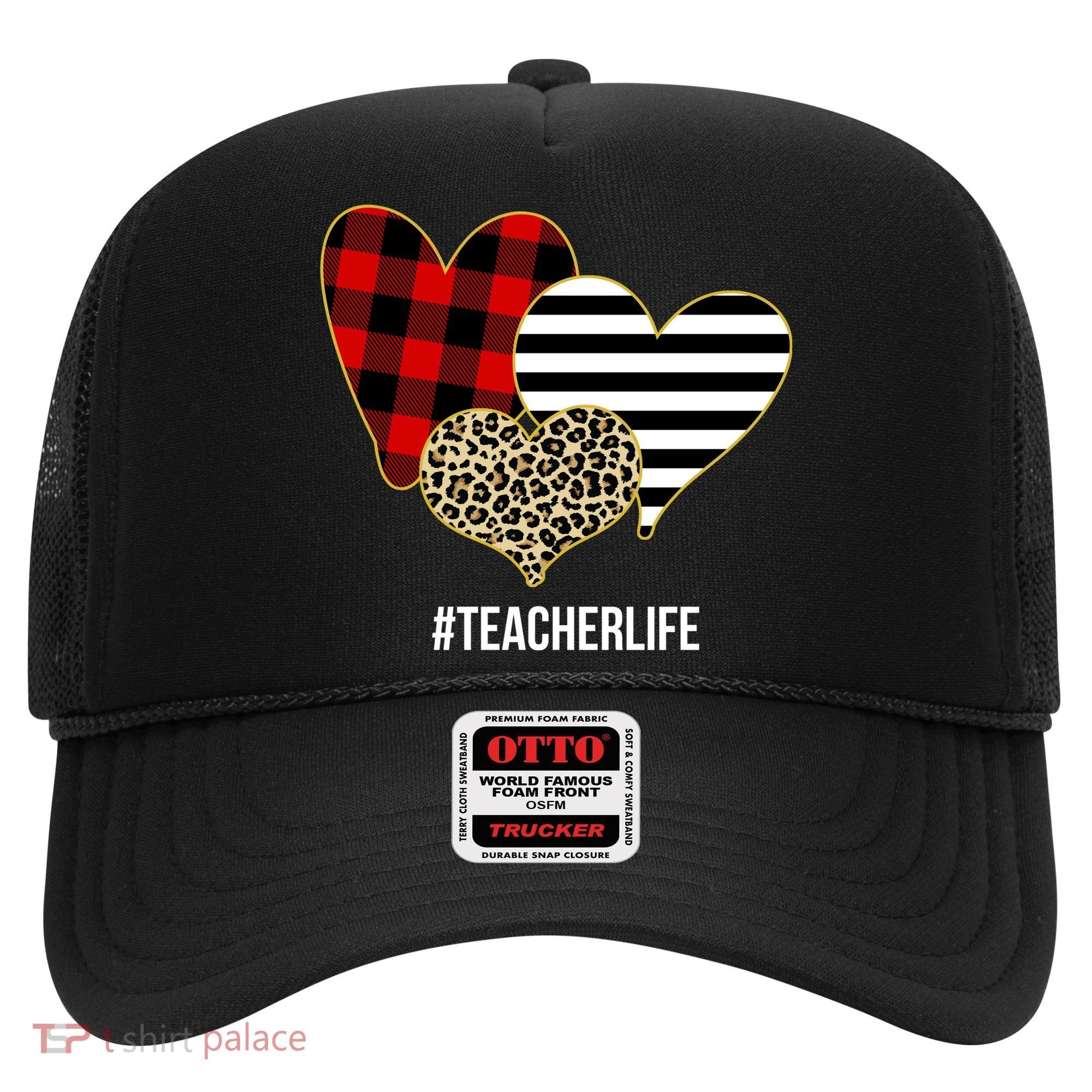 Leopard Red Plaid Striped Hearts Teacher Life Valentines Day Hat