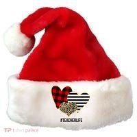 Leopard Red Plaid Striped Hearts Teacher Life Valentines Day Santa Hat thumb 0