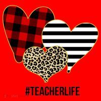 Leopard Red Plaid Striped Hearts Teacher Life Valentines Day Santa Hat thumb 1