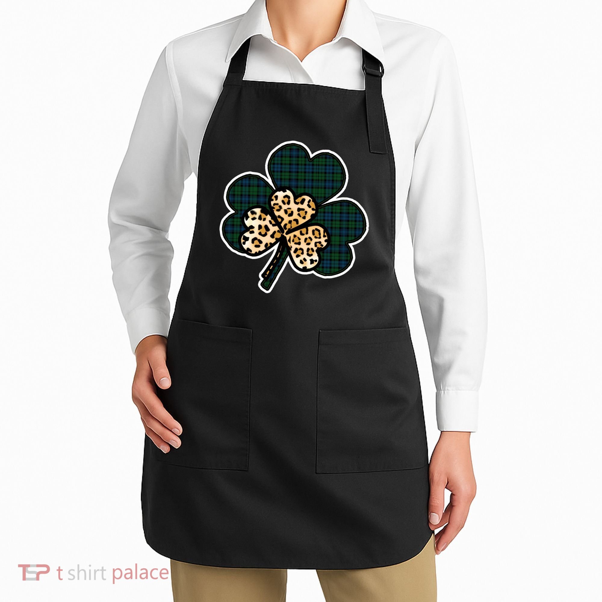 Leopard Shamrocks Clover Apron