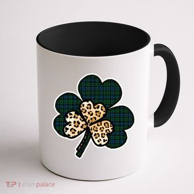 Leopard Shamrocks Clover Coffee Mug back