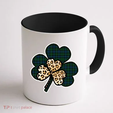 Leopard Shamrocks Clover Coffee Mug back