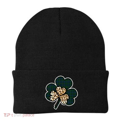 Leopard Shamrocks Clover Beanie