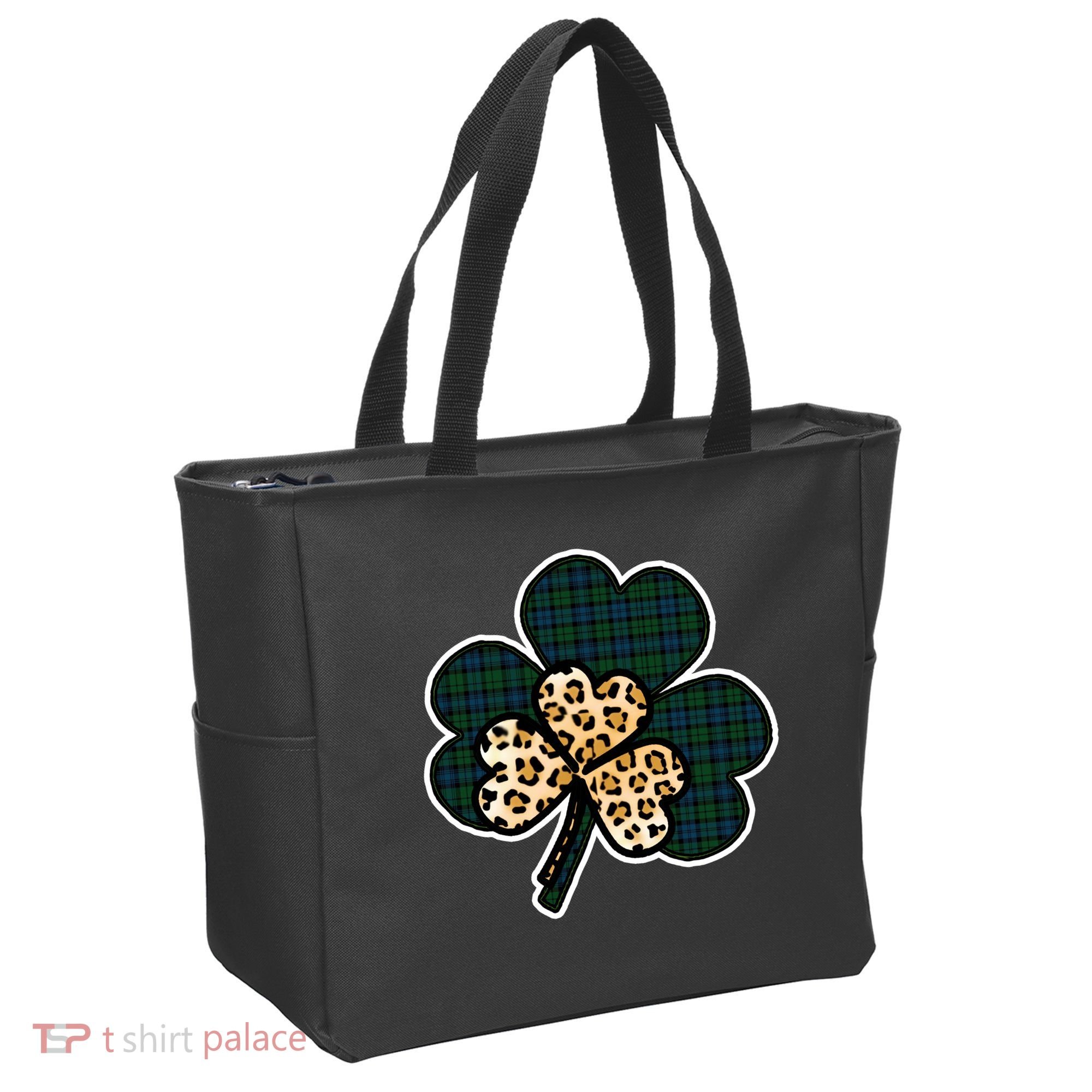 Leopard Shamrocks Clover Tote Bag