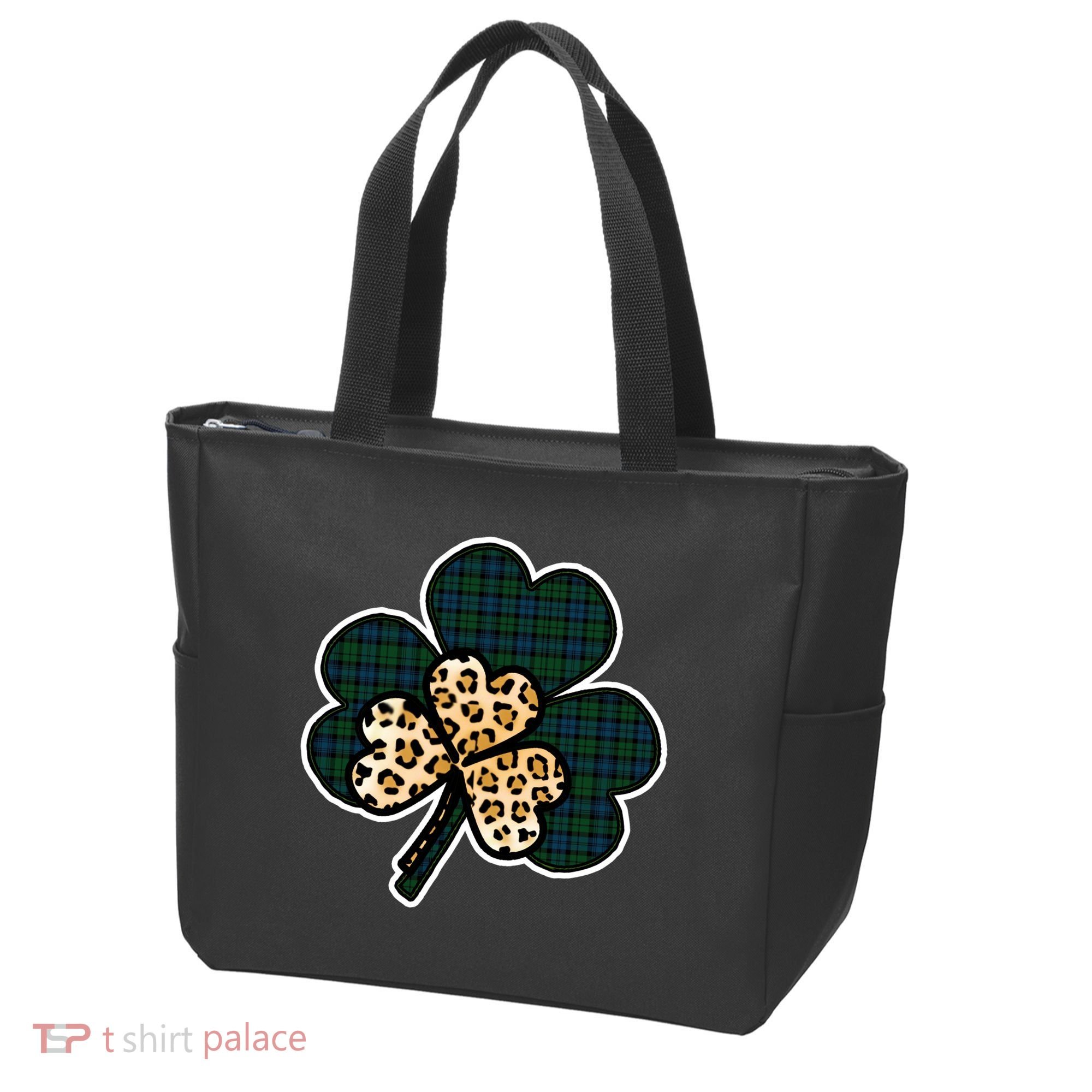 Leopard Shamrocks Clover Tote Bag