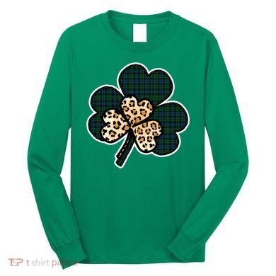 Leopard Shamrocks Clover Long Sleeve Shirt